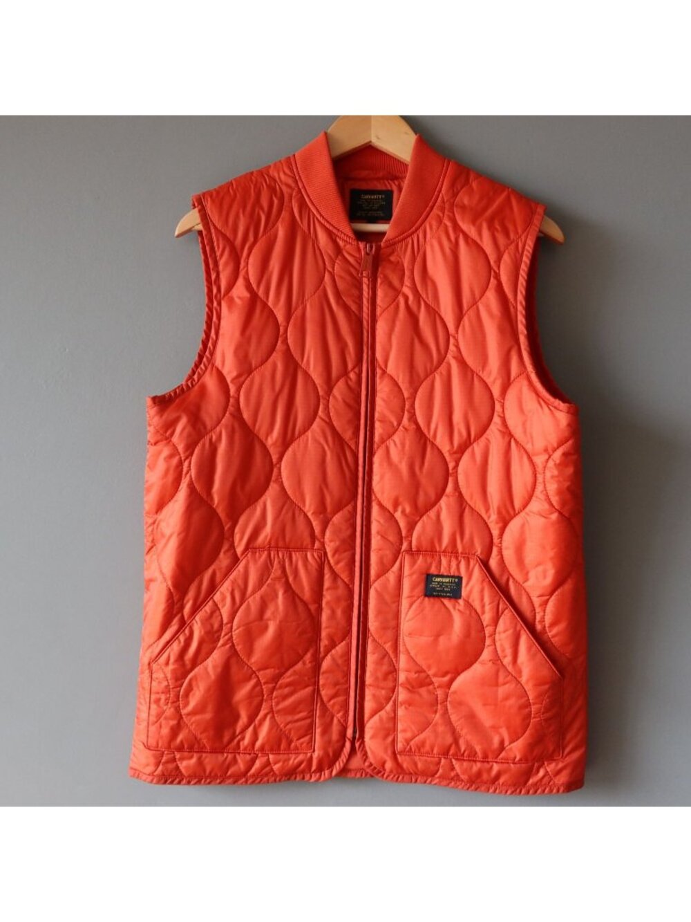 Carhartt Vest WIP Volta Liner Mens Small Brick Orange Quilted Gilet